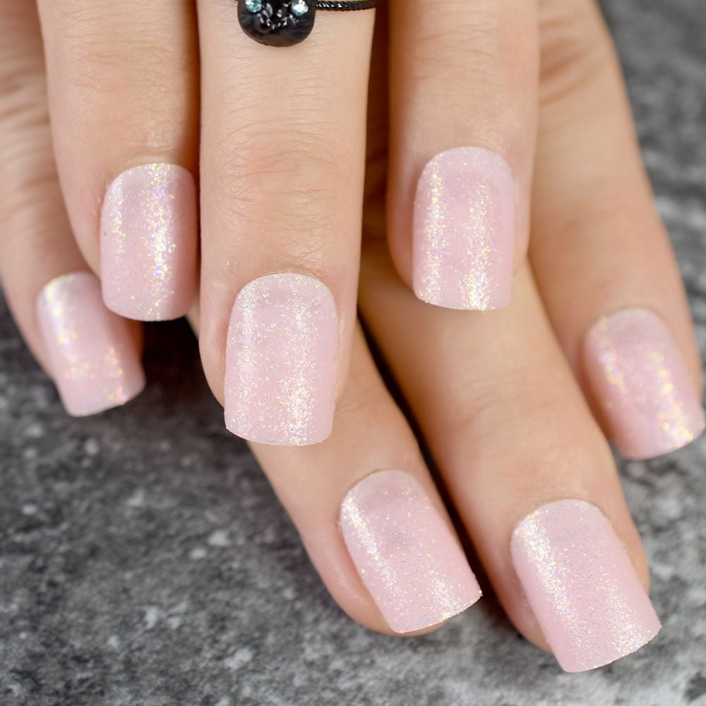 Soft Pink Shimmer Nails