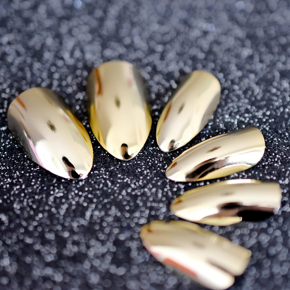 Golden Chrome Cascade Nails
