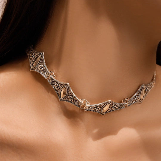 Vintage Silver Eyes Choker Necklace - Beauth