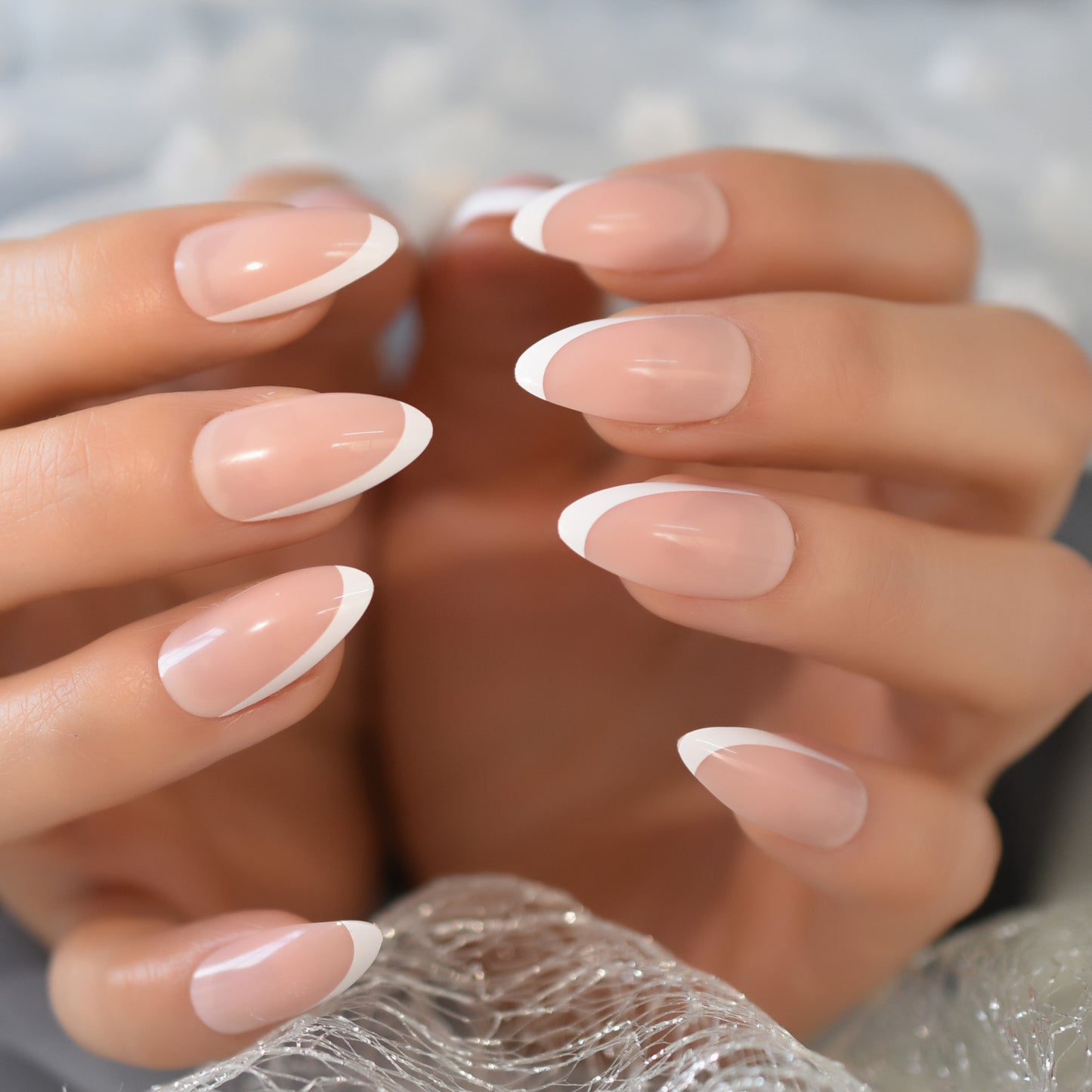 Snowy French Nails
