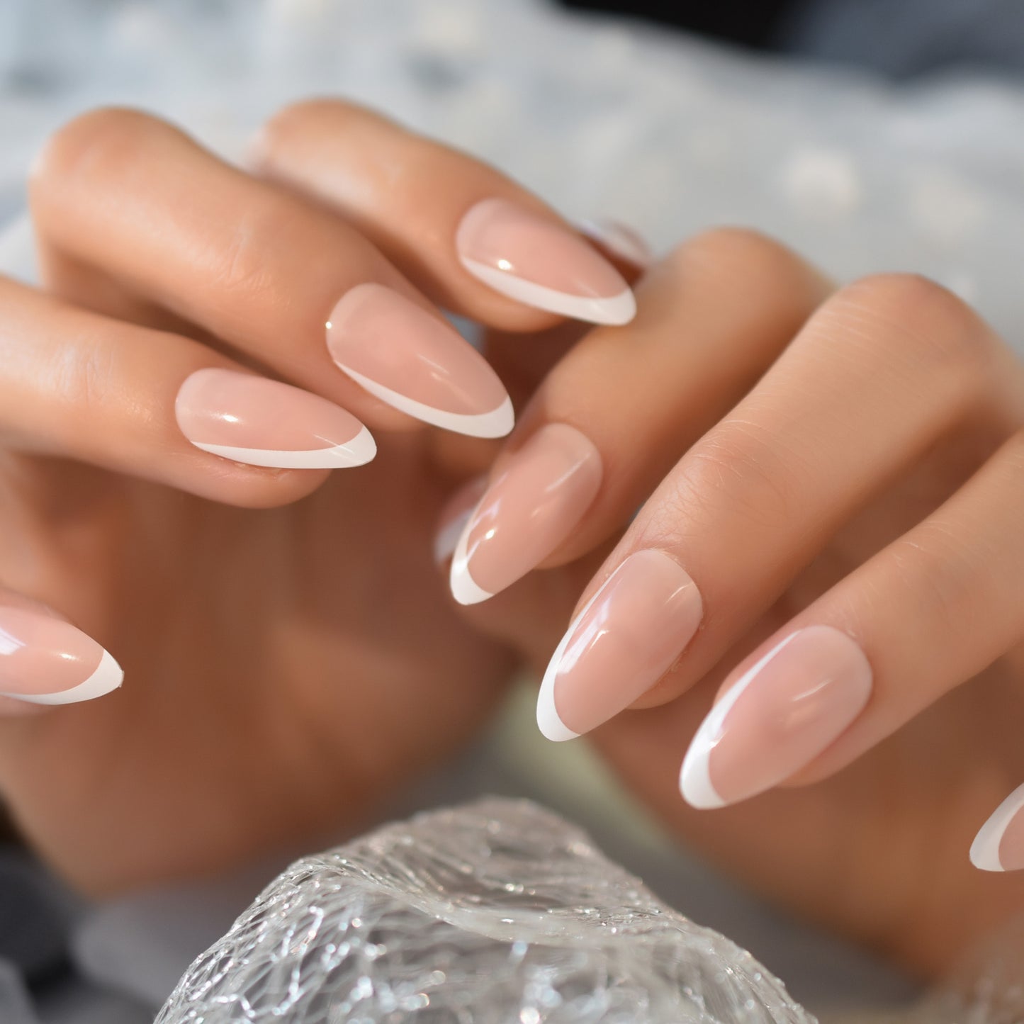 Snowy French Nails