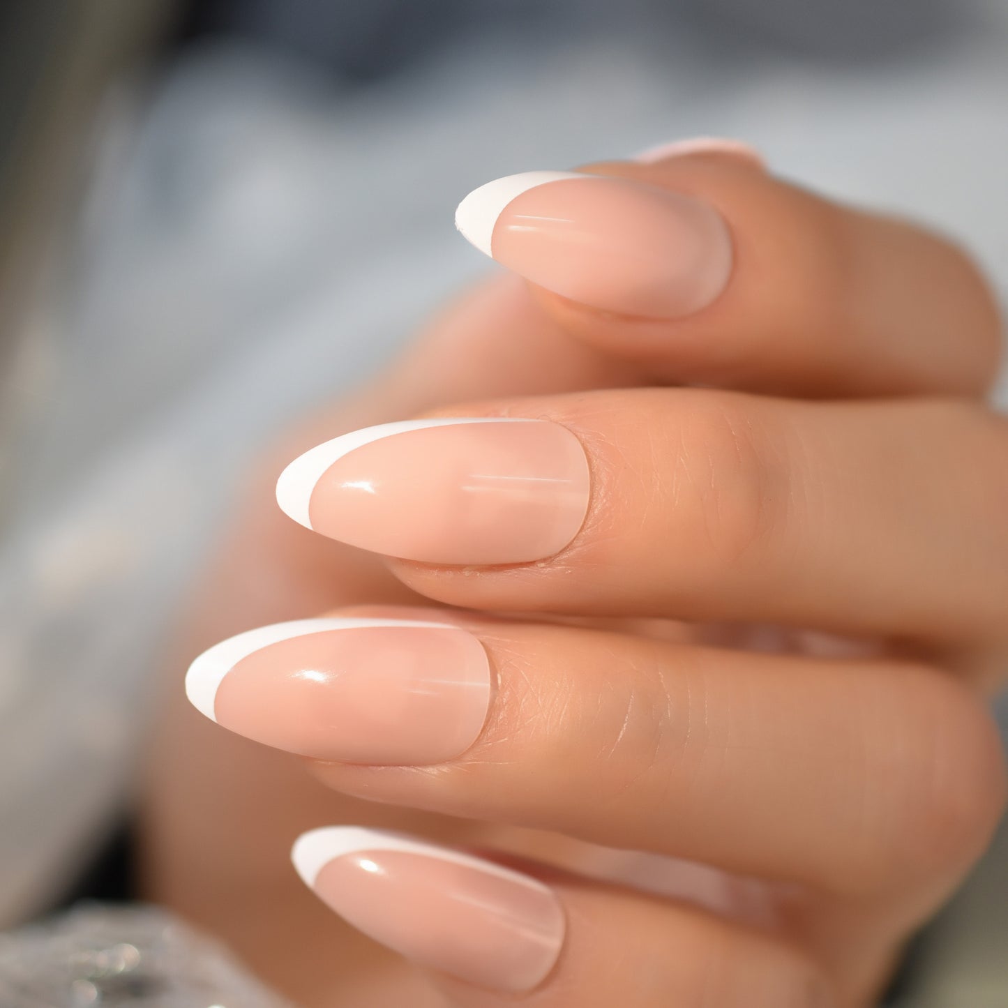 Snowy French Nails