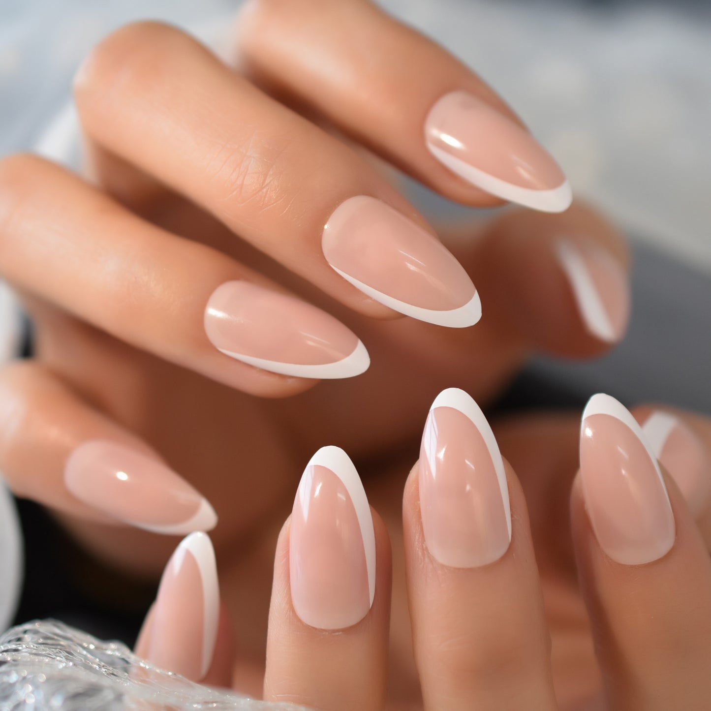 Snowy French Nails