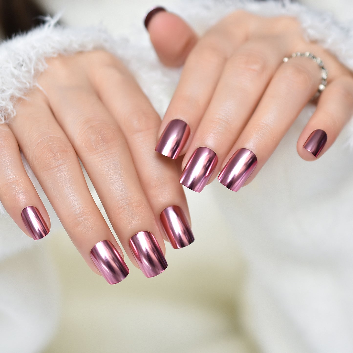 Flamingo Chrome Nails