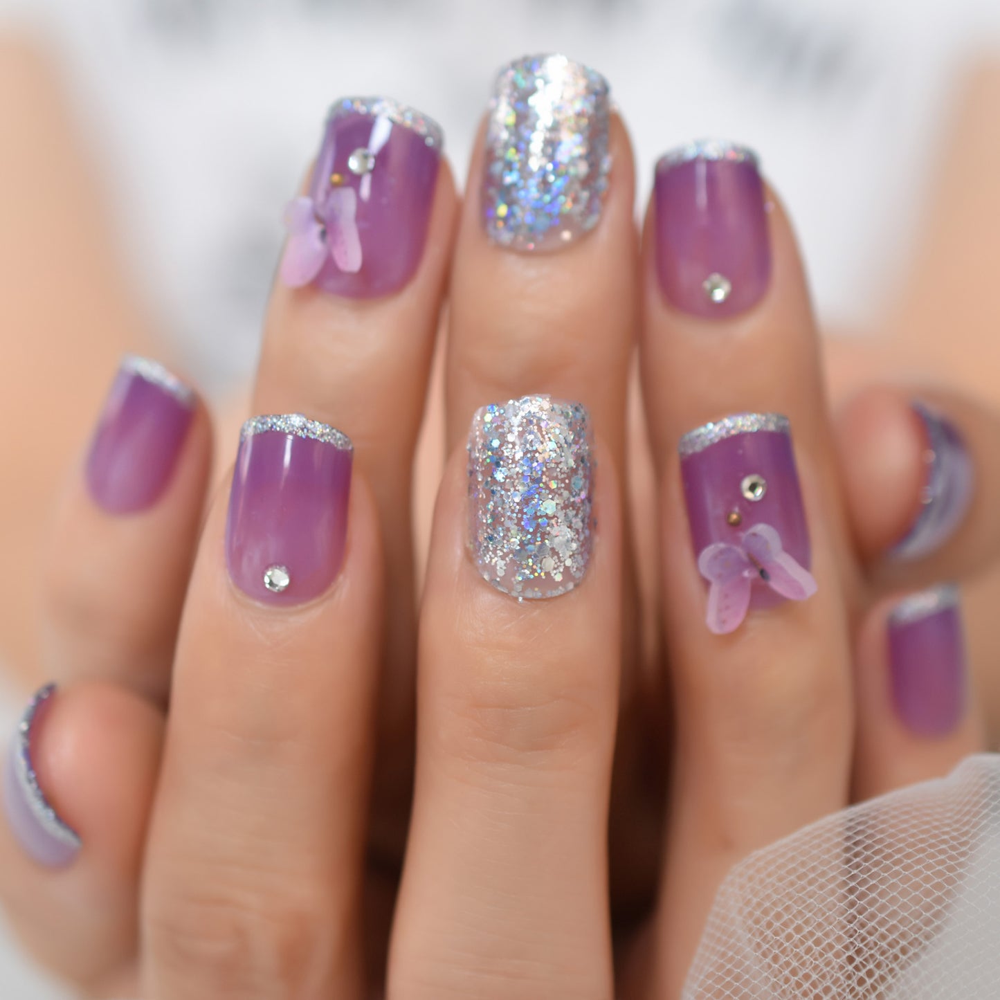 Purple Jewel Nails