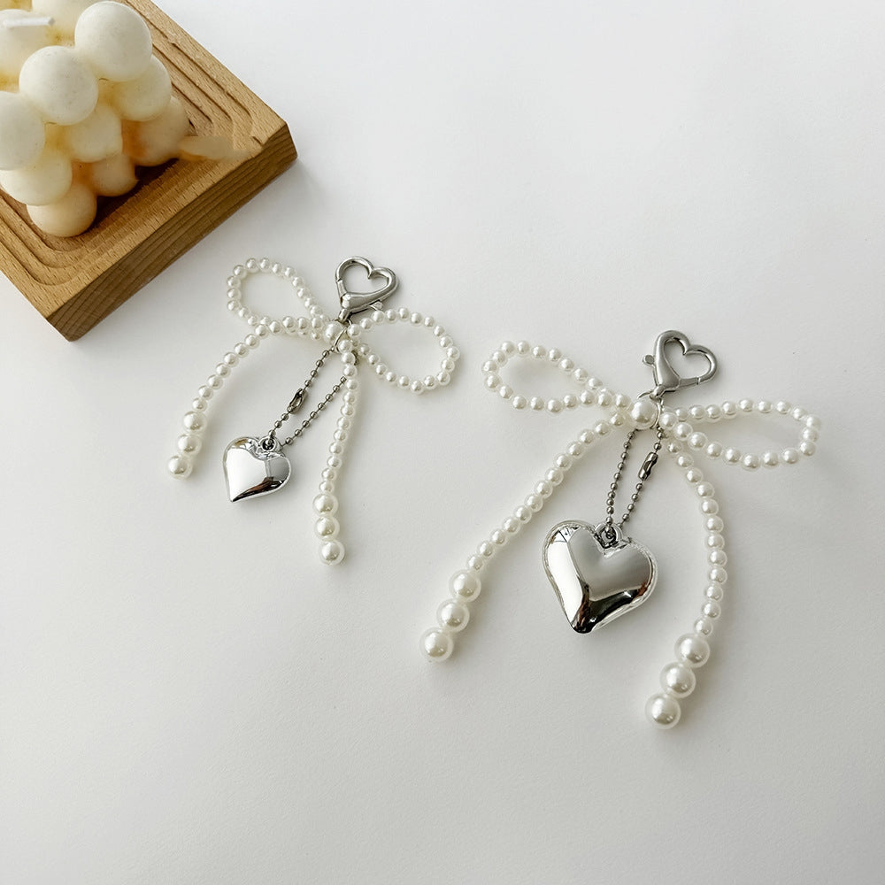 Sweet Pearl Bow Heart Charm Bracelet