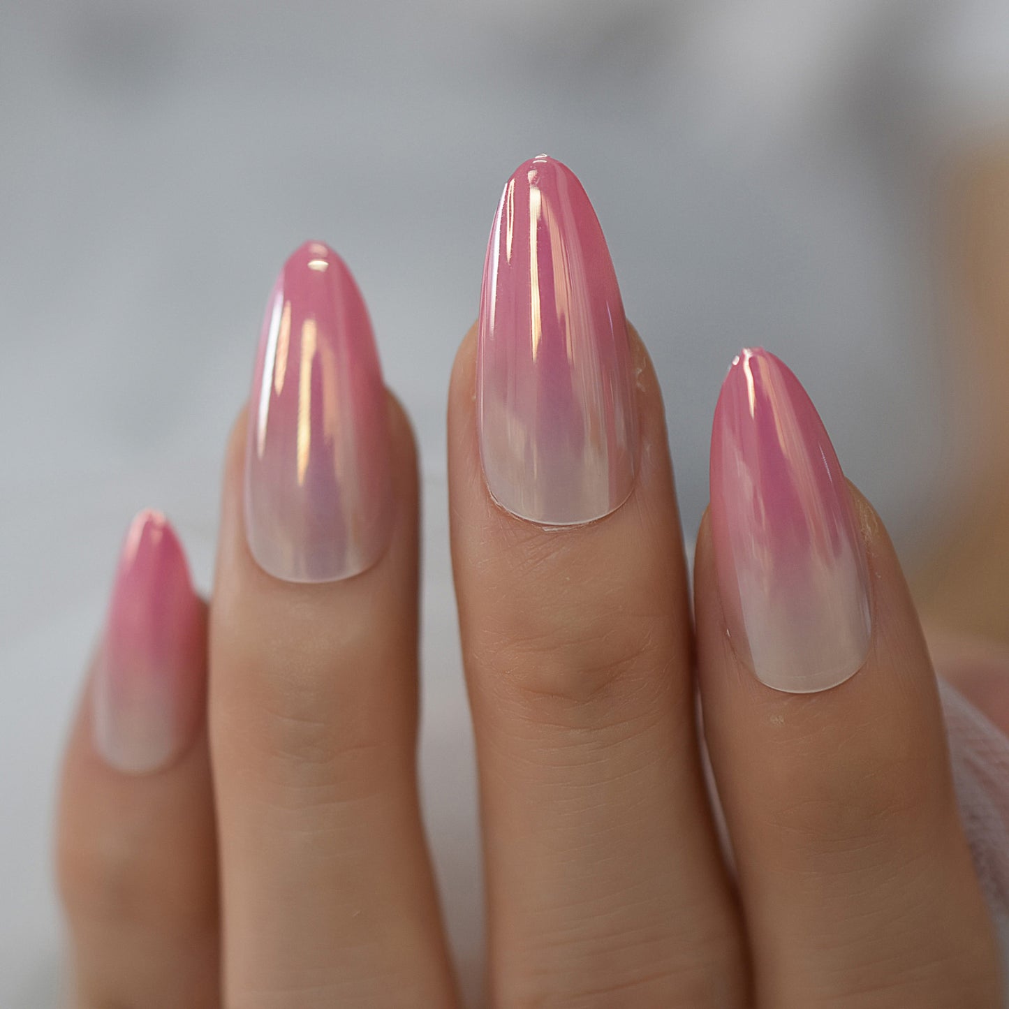 Lit Pink Pearl Reflection Nails
