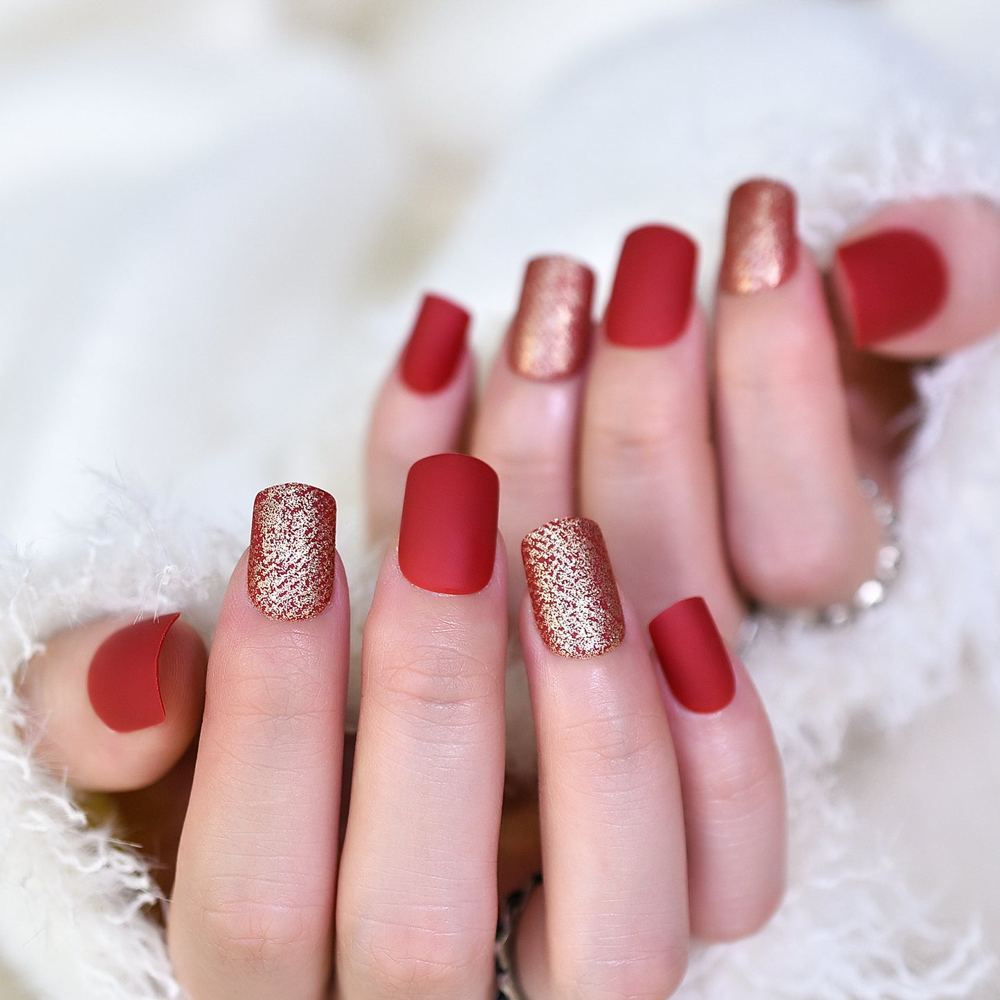 Red Velvet Glitz Nails