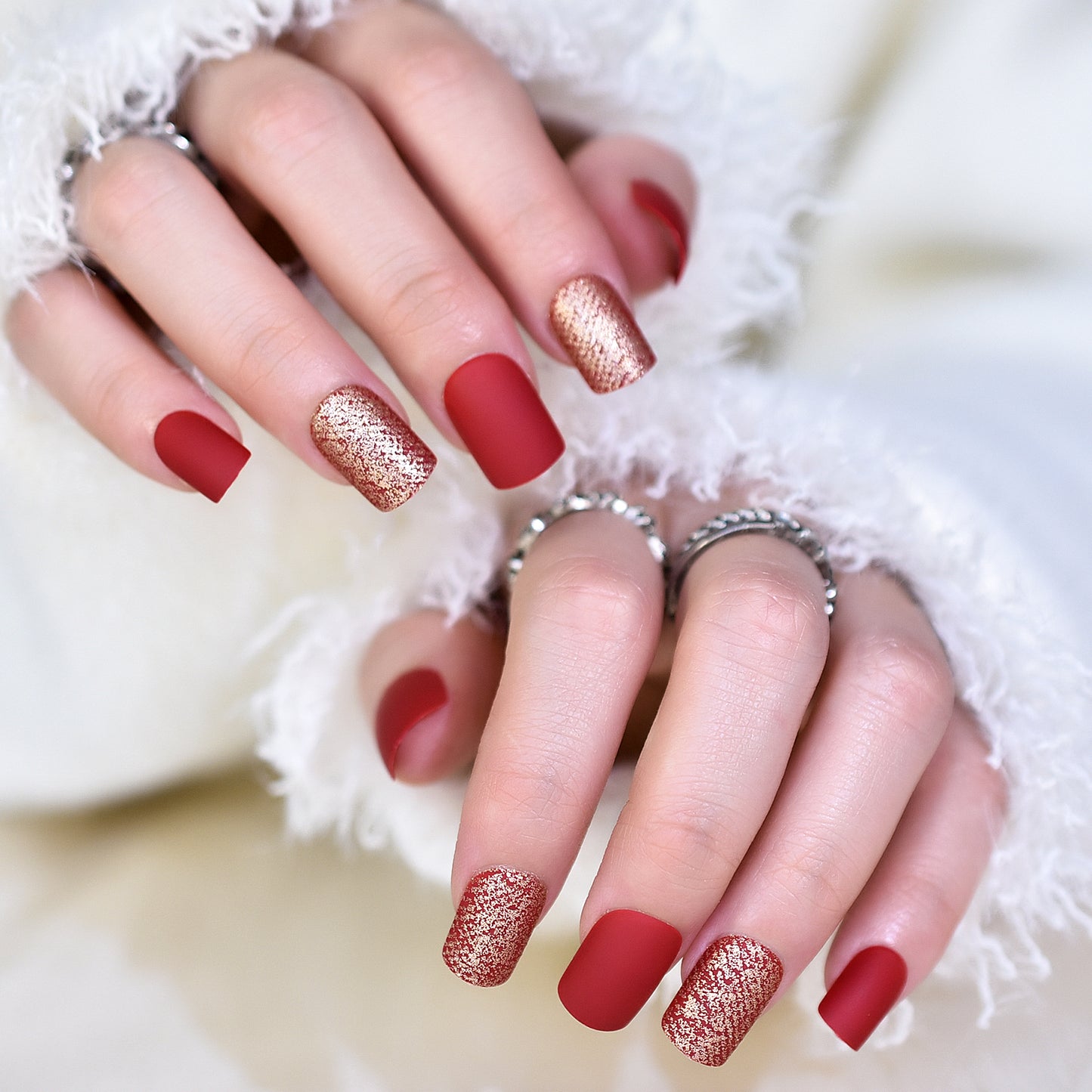 Red Velvet Glitz Nails
