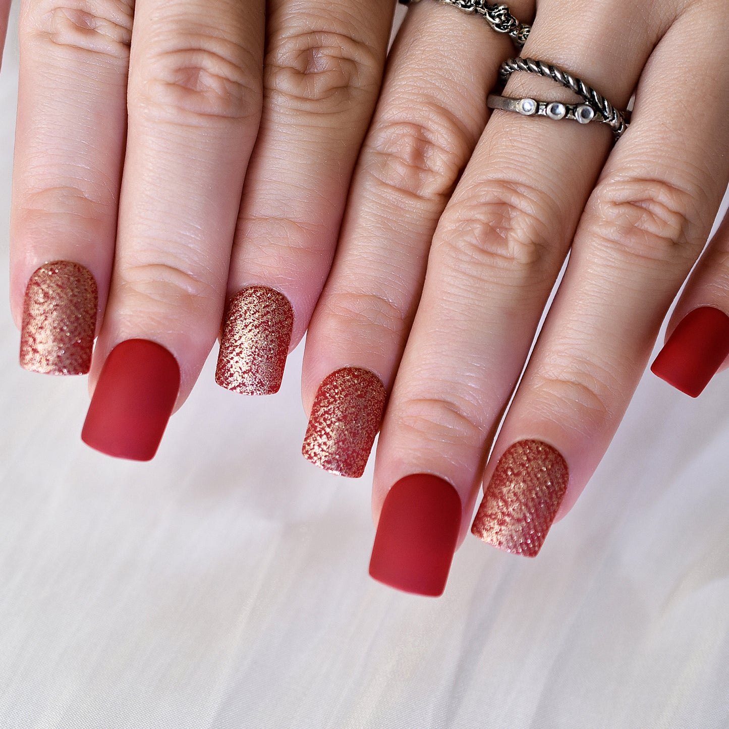 Red Velvet Glitz Nails