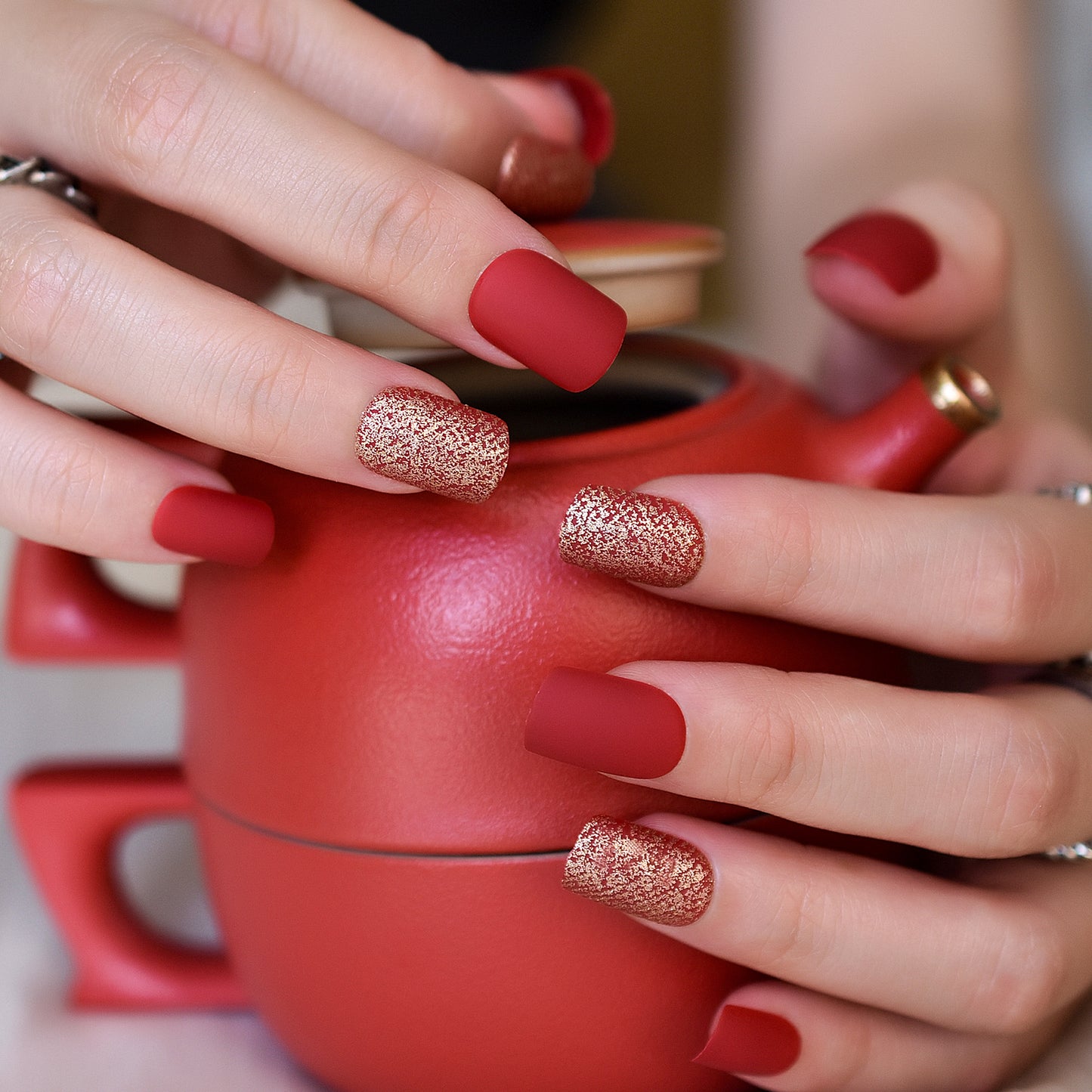 Red Velvet Glitz Nails