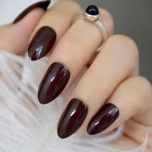 Dark Brown Almond Nails