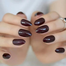 Dark Brown Almond Nails