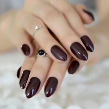 Dark Brown Almond Nails