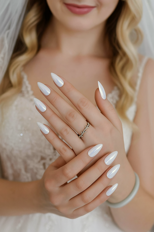 Plain White Duo Chrome Nails