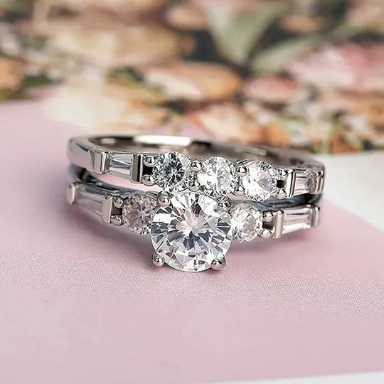 Starlit rhinestone ring set sparkling crystal stackable rings for women – Beauth fashion jewellery India