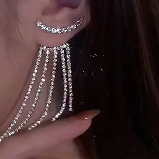 Rhinestone dangle earrings with sparkling crystal drops – trendy fashion jewellery for women
