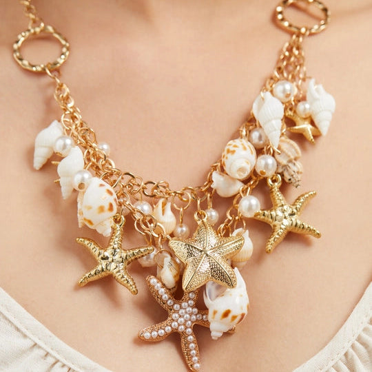 Shell necklace set with layered beach style design – trendy fashion jewellery for women | Beauth