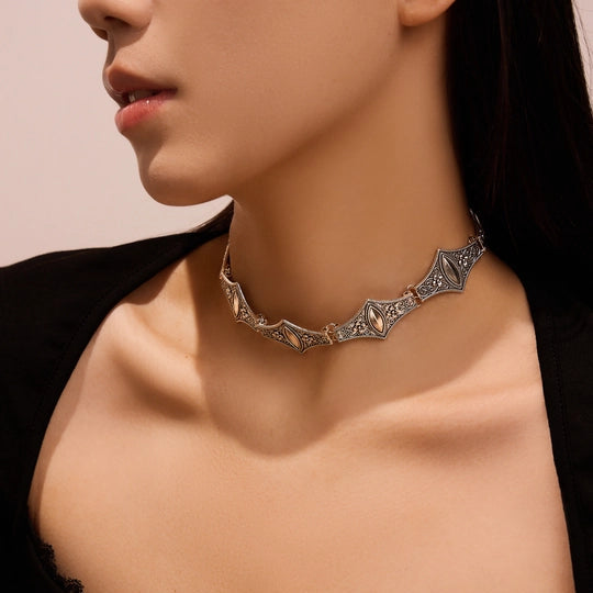 Vintage Silver Eyes Choker Necklace - Beauth