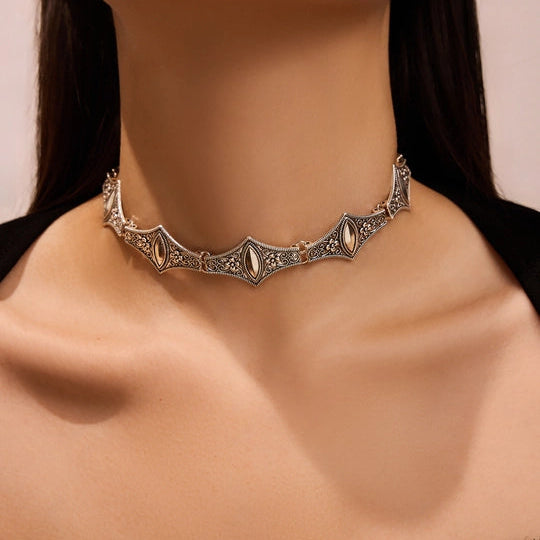 Vintage Silver Eyes Choker Necklace - Beauth