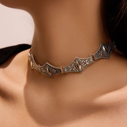 Vintage Silver Eyes Choker Necklace - Beauth