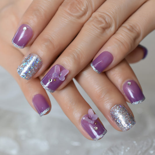 Purple Jewel Nails