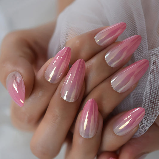 Lit Pink Pearl Reflection Nails