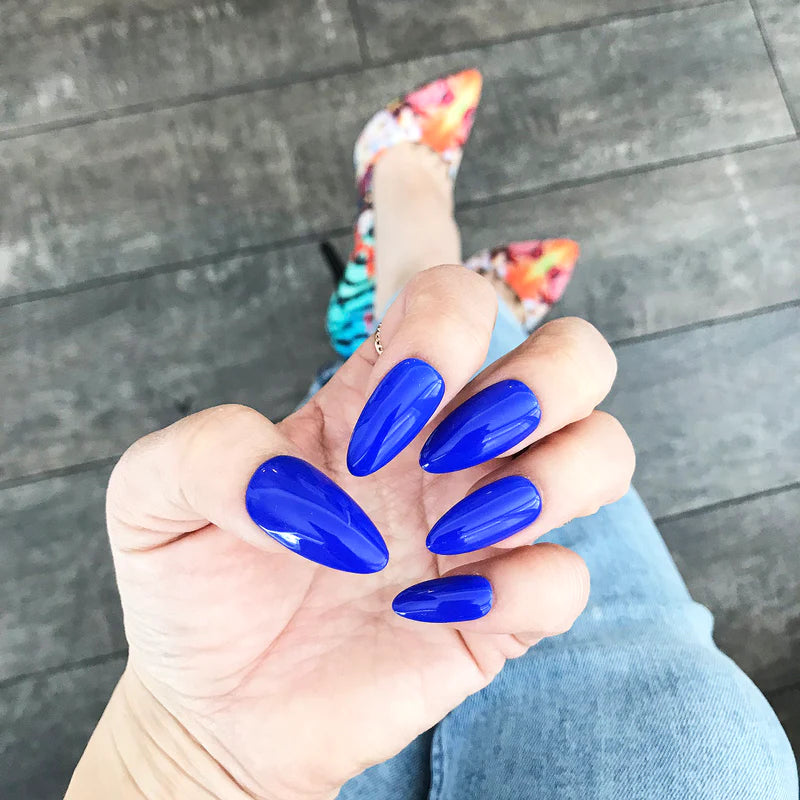 Blue Almond Nails