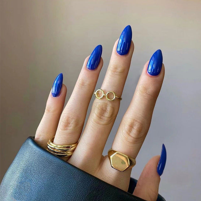 Blue Almond Nails